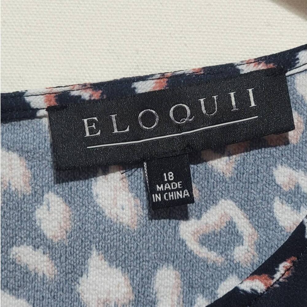 Eloquii Animal Print Ruffle Printed Top Long Sleeve Career Work Wear Plus 18 - Picture 6 of 7